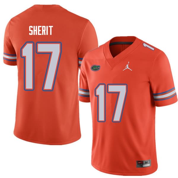 Men's NCAA Florida Gators Jordan Sherit #17 Stitched Authentic Jordan Brand Orange College Football Jersey HPF5865MR